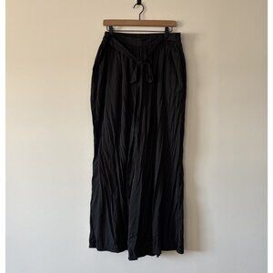 VEILED Wide Leg Black Pants Women’s Large Bamboo Blend Belted Capsule Office